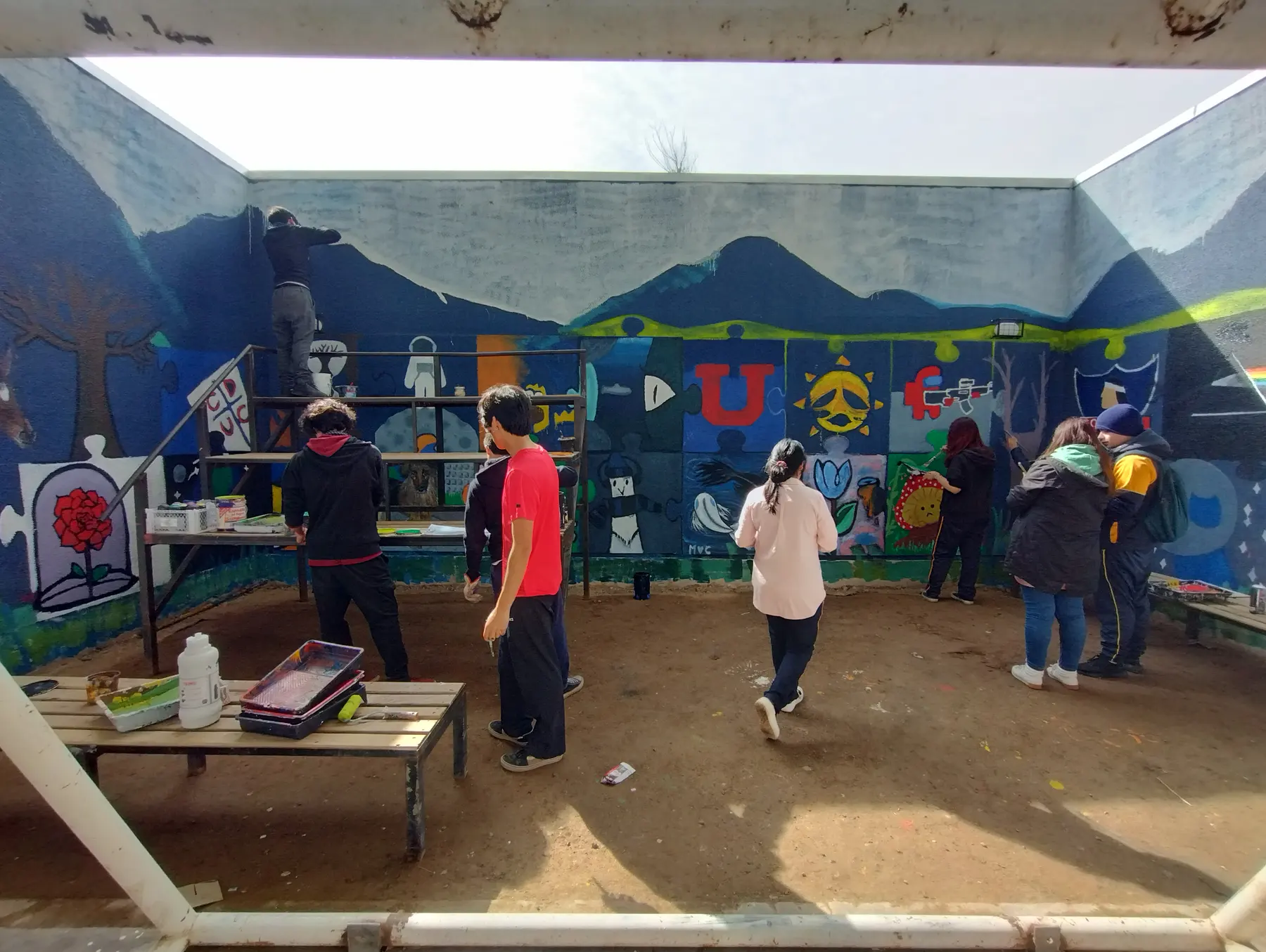 Taller de muralismo intensivo en Colegio Maria Pinto - registro 22