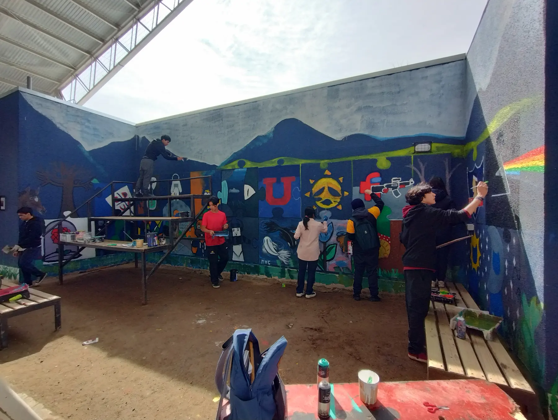 Taller de muralismo intensivo en Colegio Maria Pinto - registro 29