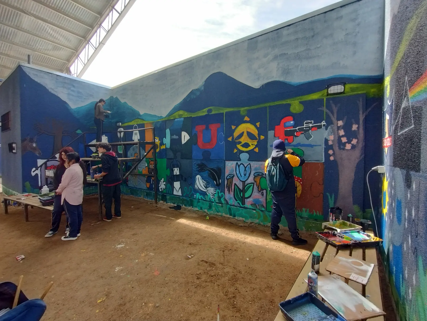 Taller de muralismo intensivo en Colegio Maria Pinto - registro 30