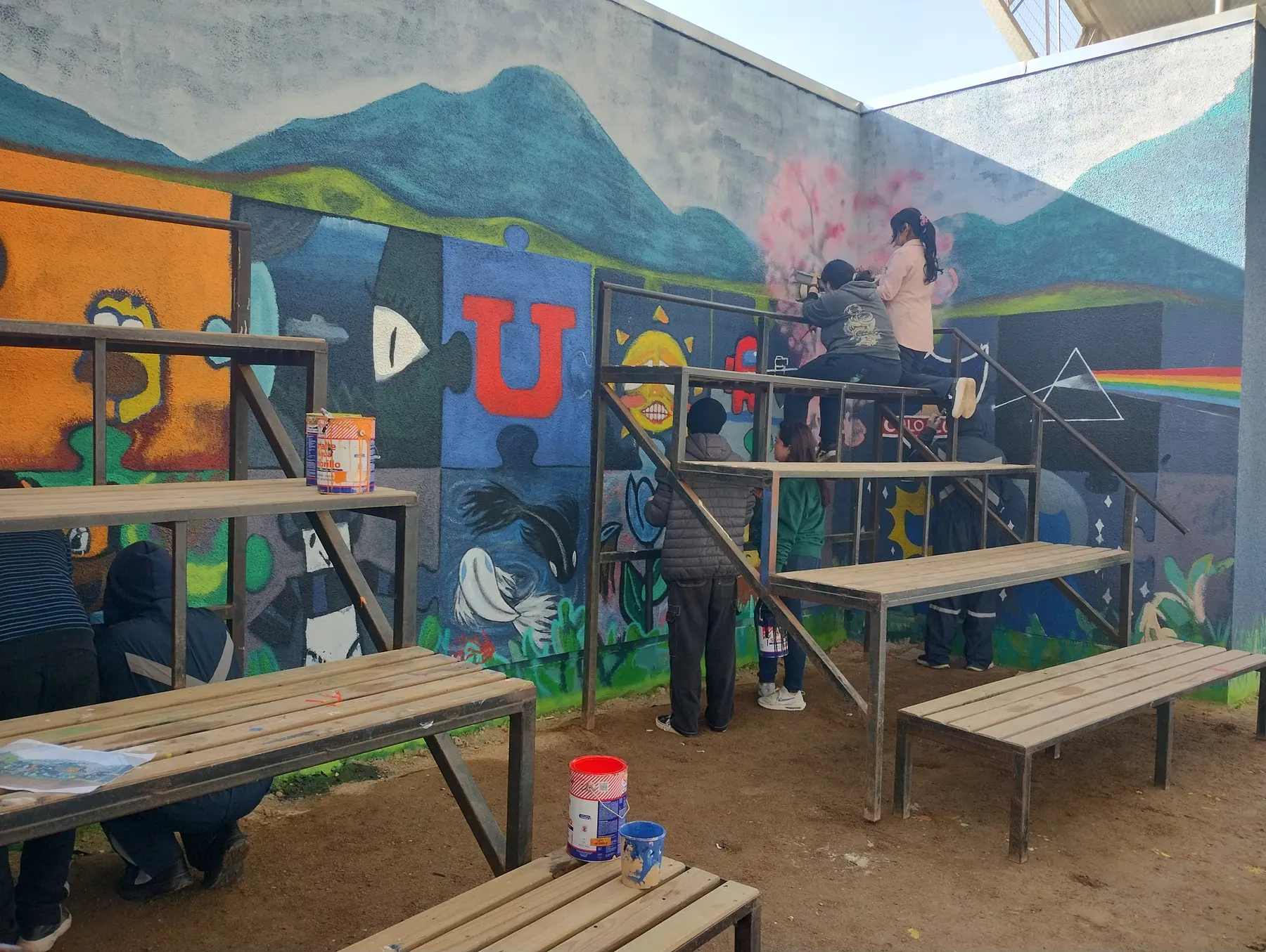 Taller de muralismo intensivo en Colegio Maria Pinto - registro 33