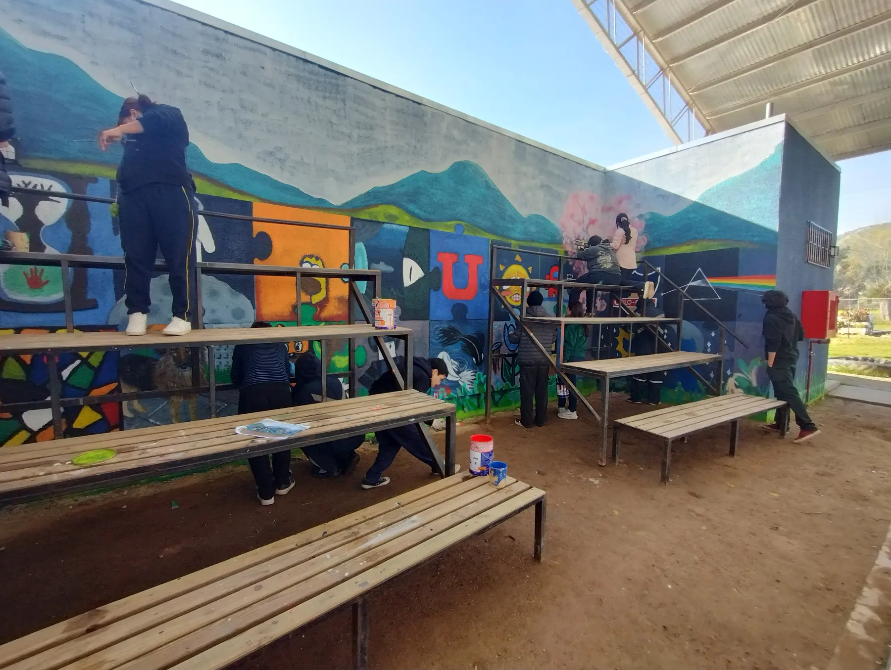 Taller de muralismo intensivo en Colegio Maria Pinto - registro 35