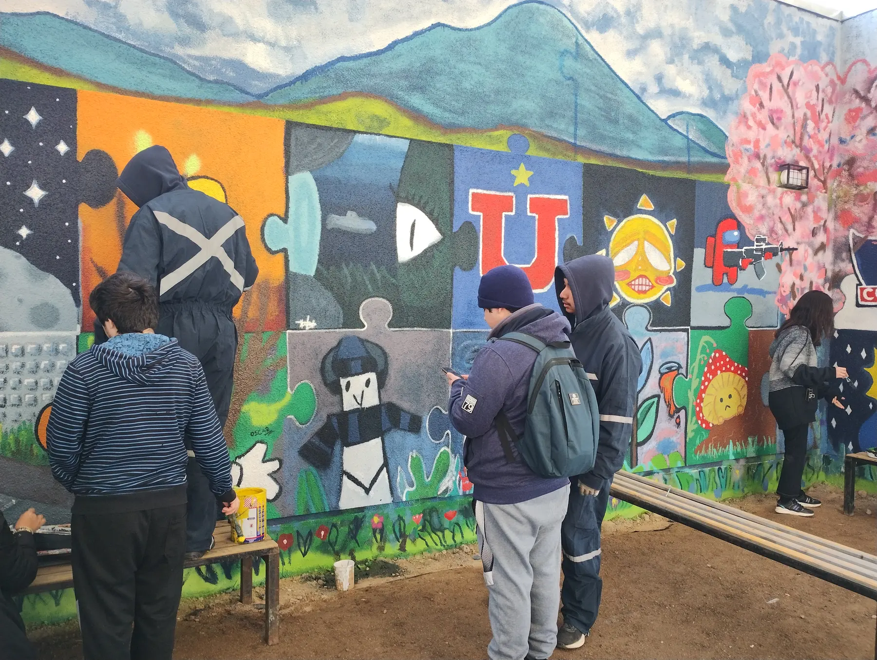 Taller de muralismo intensivo en Colegio Maria Pinto - registro 44