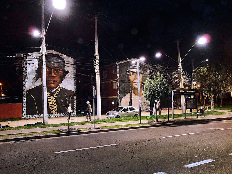 Musoe a Cielo Abierto 1 - Mapuches (2018), díptico mural