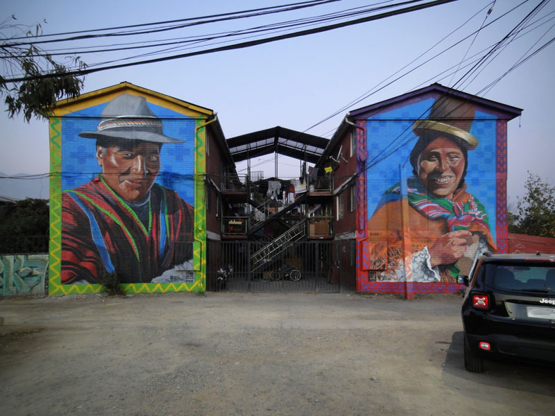 Musoe a Cielo Abierto 2 - Aimaras (2019), díptico mural