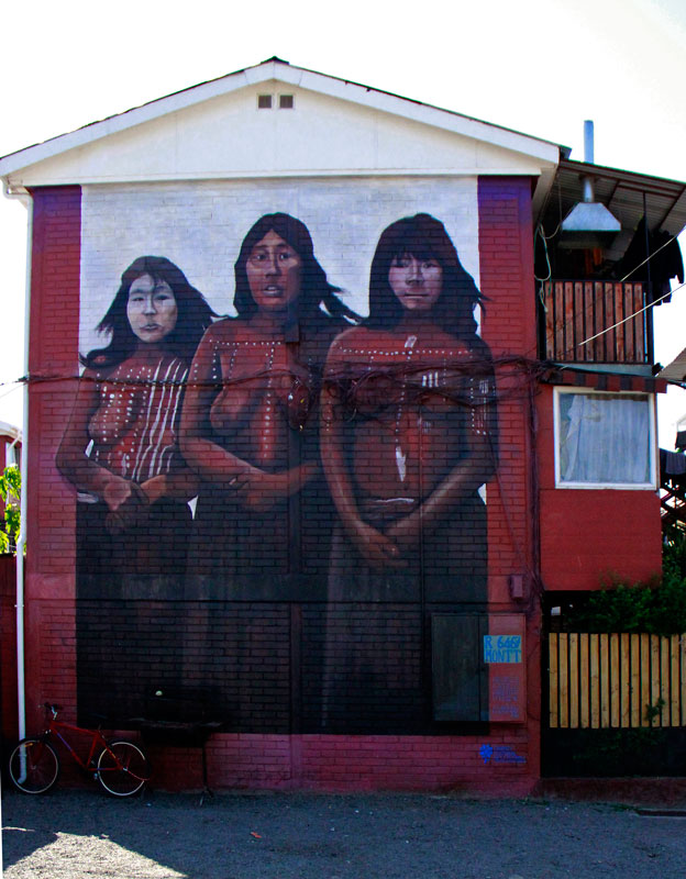 Musoe a Cielo Abierto 4 - Selk'nam (2021), díptico mural