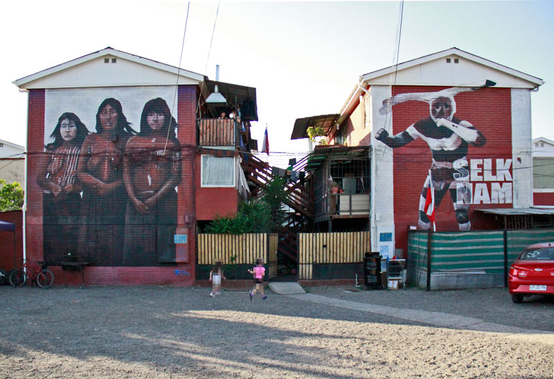 Musoe a Cielo Abierto 4 - Selk'nam (2021), díptico mural