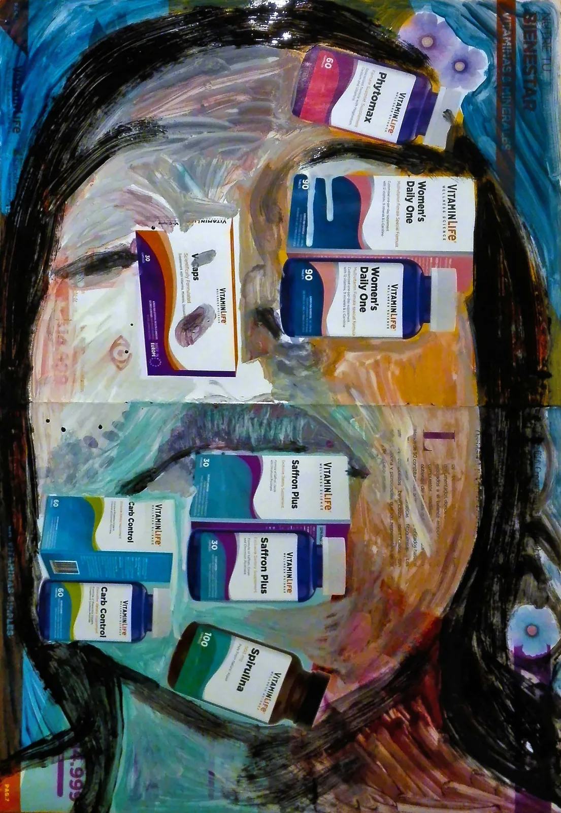 Mujer con fondo azul