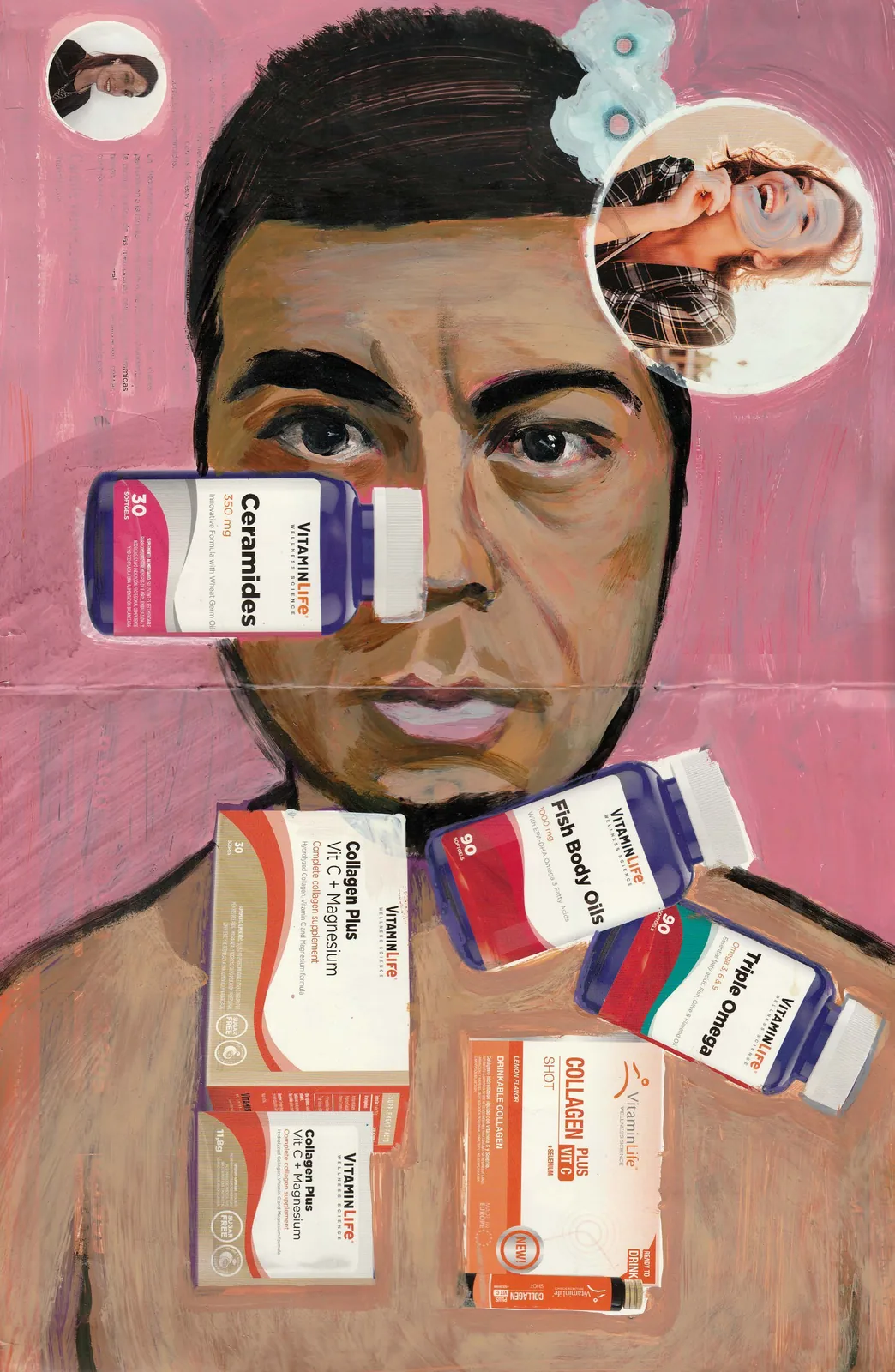 Autorretrato / Hombre con fondo rosa