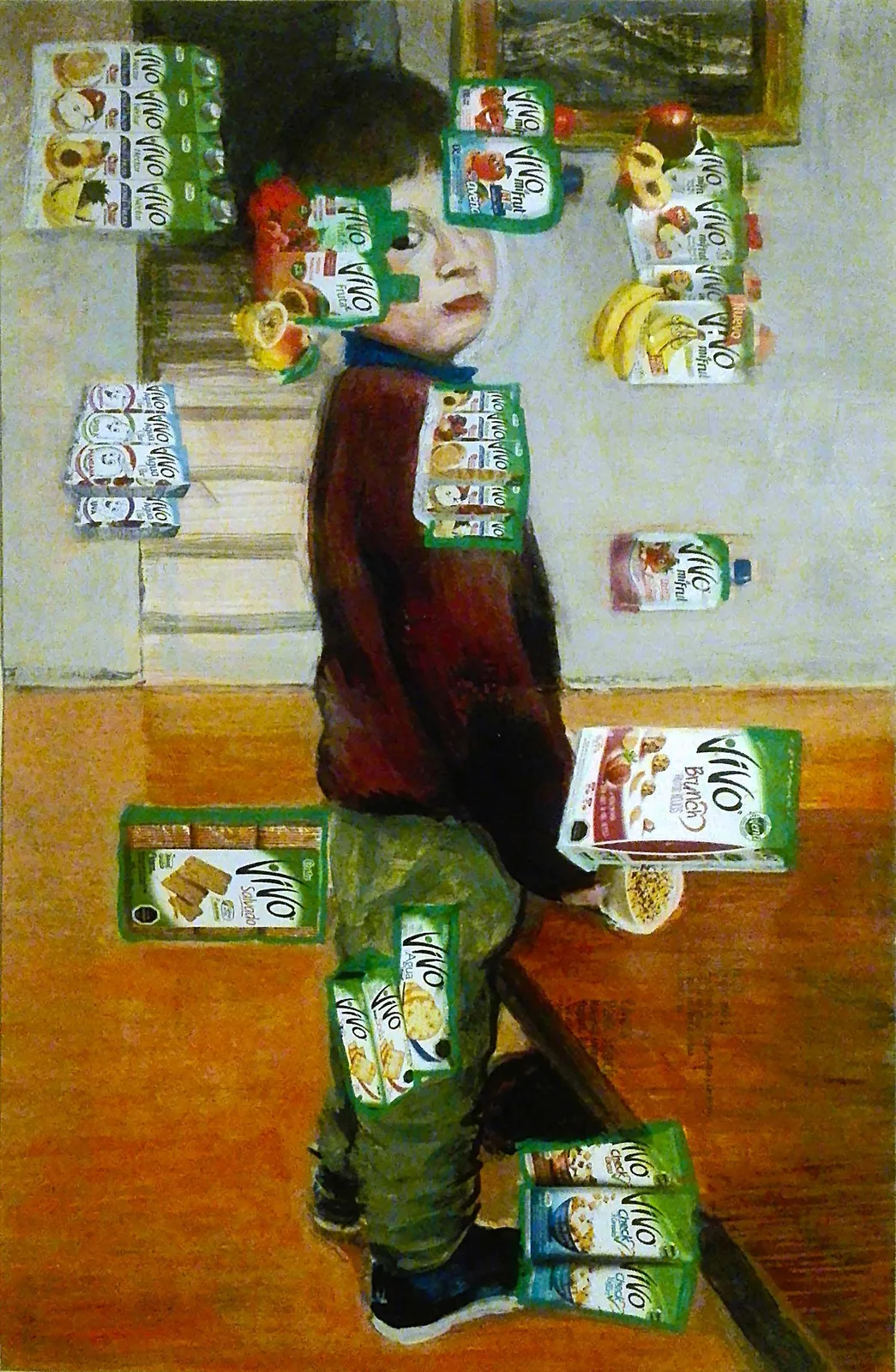 Niño con fondo escalera
